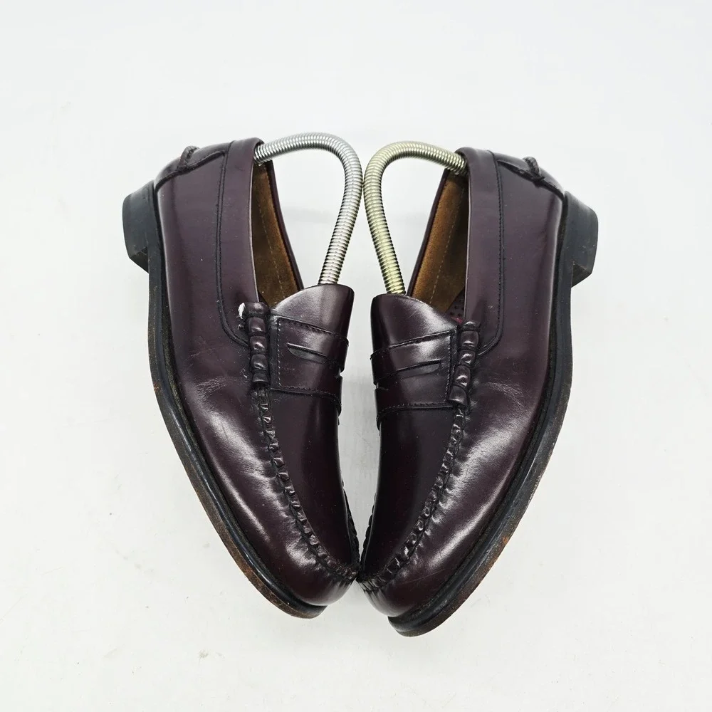 LL Bean Penny Loafers Mens 7.5 D Burgundy Cordovan Leather Beefroll Oxblood